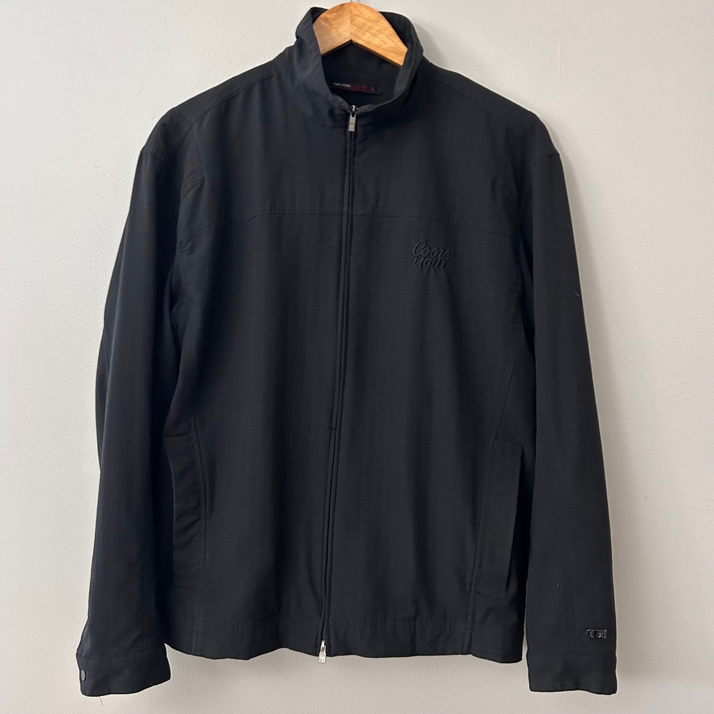 Tiger Woods Collection Jacket Mens M Black Coors Light Full Zip Golf Windbreaker